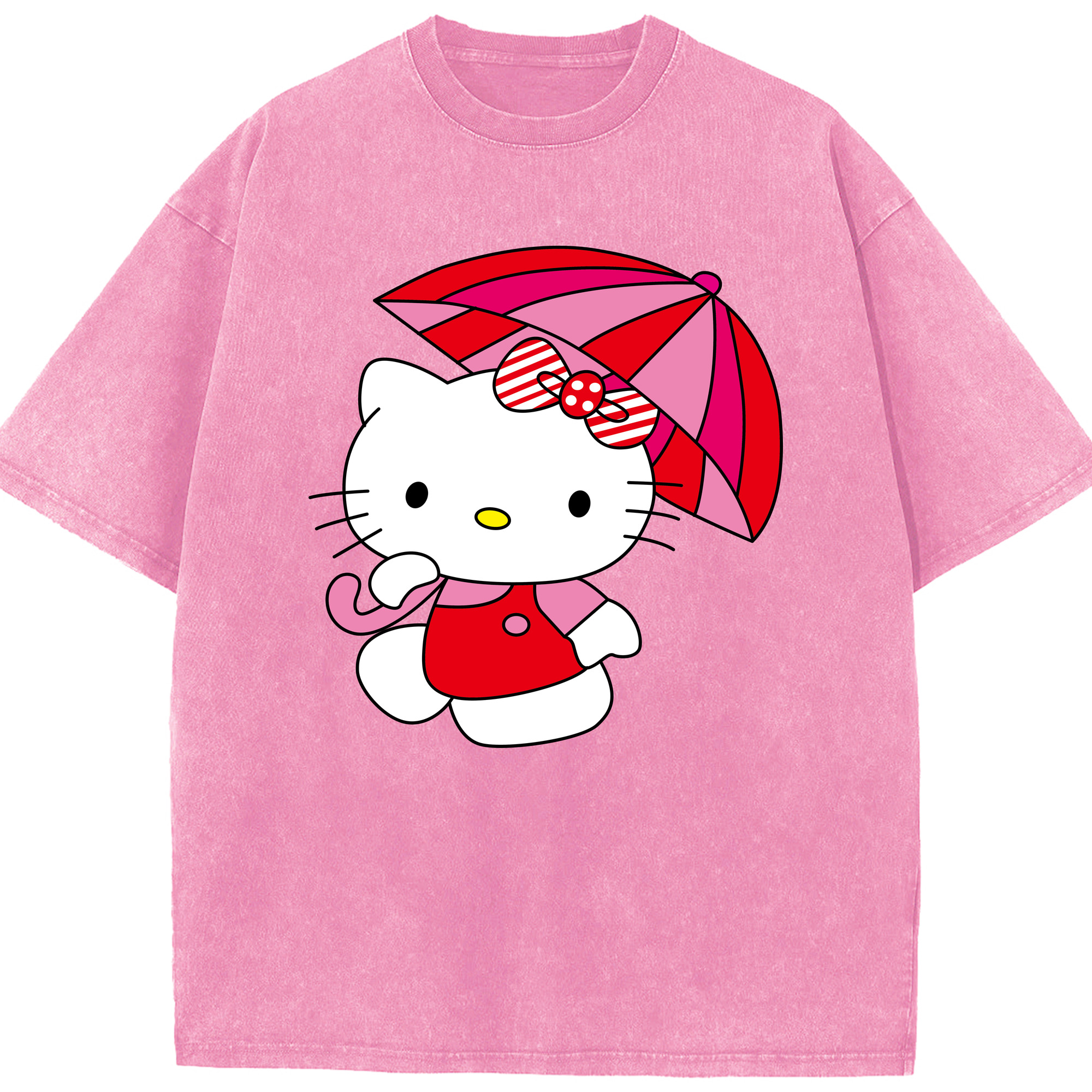 （画像用） Hello Kitty ハローキティ 綿100% ヴィンテージ風 半袖Tシャツ（フロントプリント）